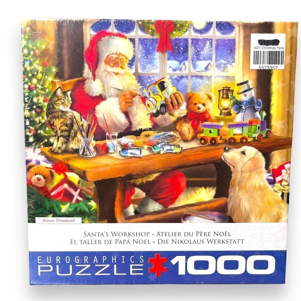 Eurographics Simon Treadwell 1000 PC Puzzle Santas Workshop Toy Train Cat Dog